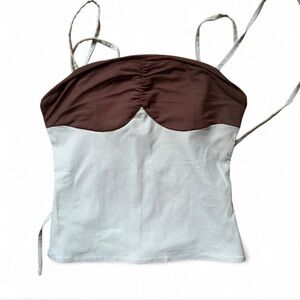Brown and White Women's Top